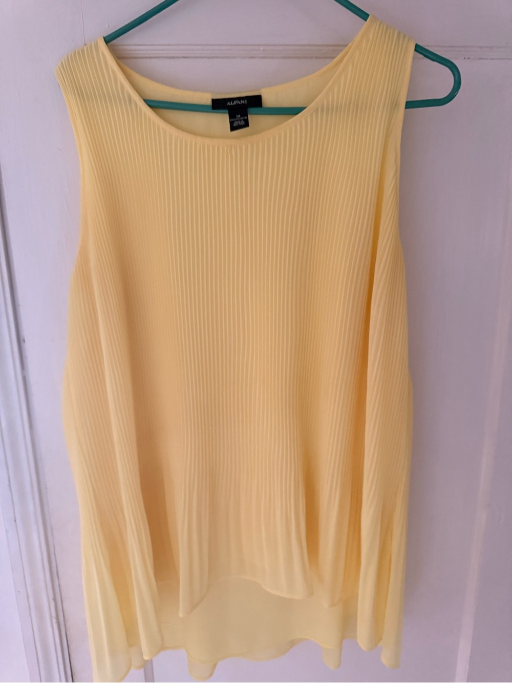 Alfani Pale Yellow Pleated Sleeveless Tank